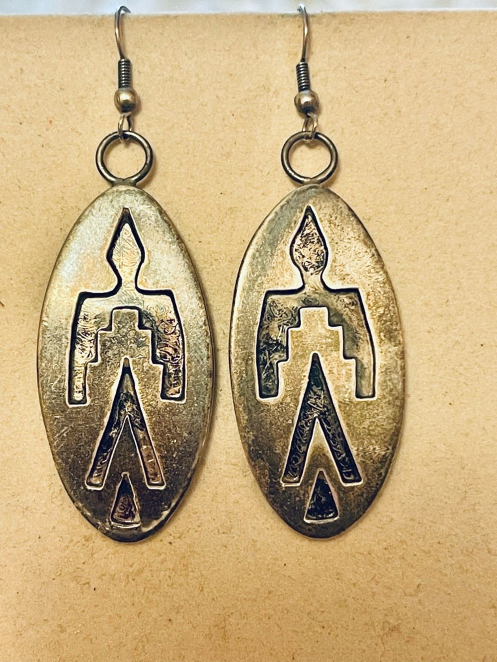 VTG NATIVE AMERICAN HOPI STERLING SILVER Dangle EARRINGS 17 G